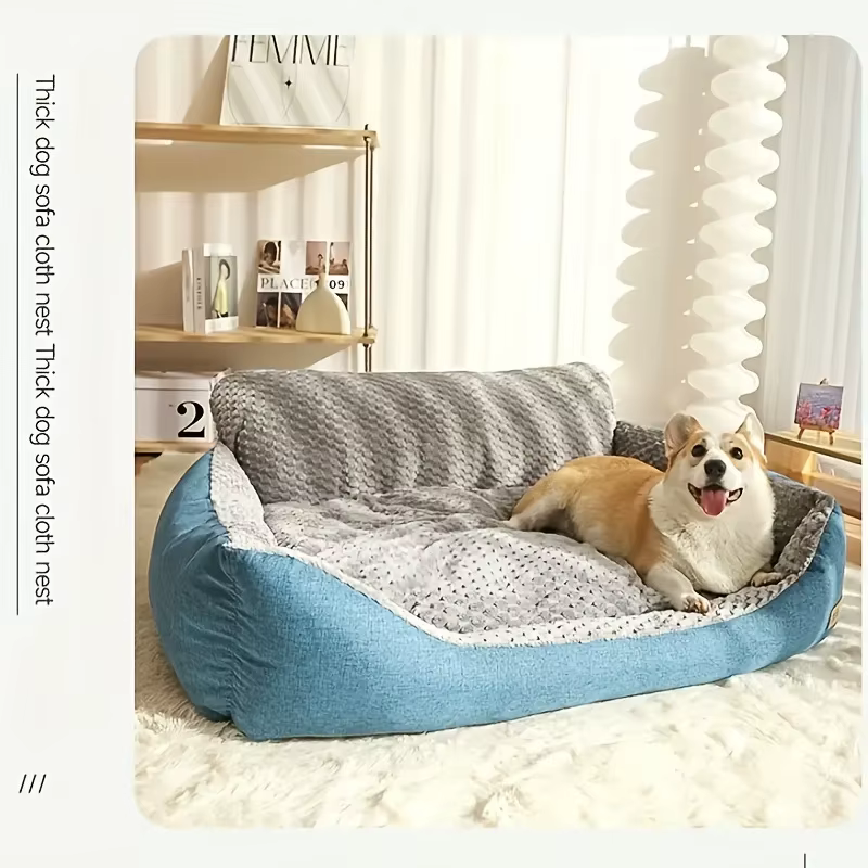 Panier canapé pour chien bleu et gris | Coin douillet