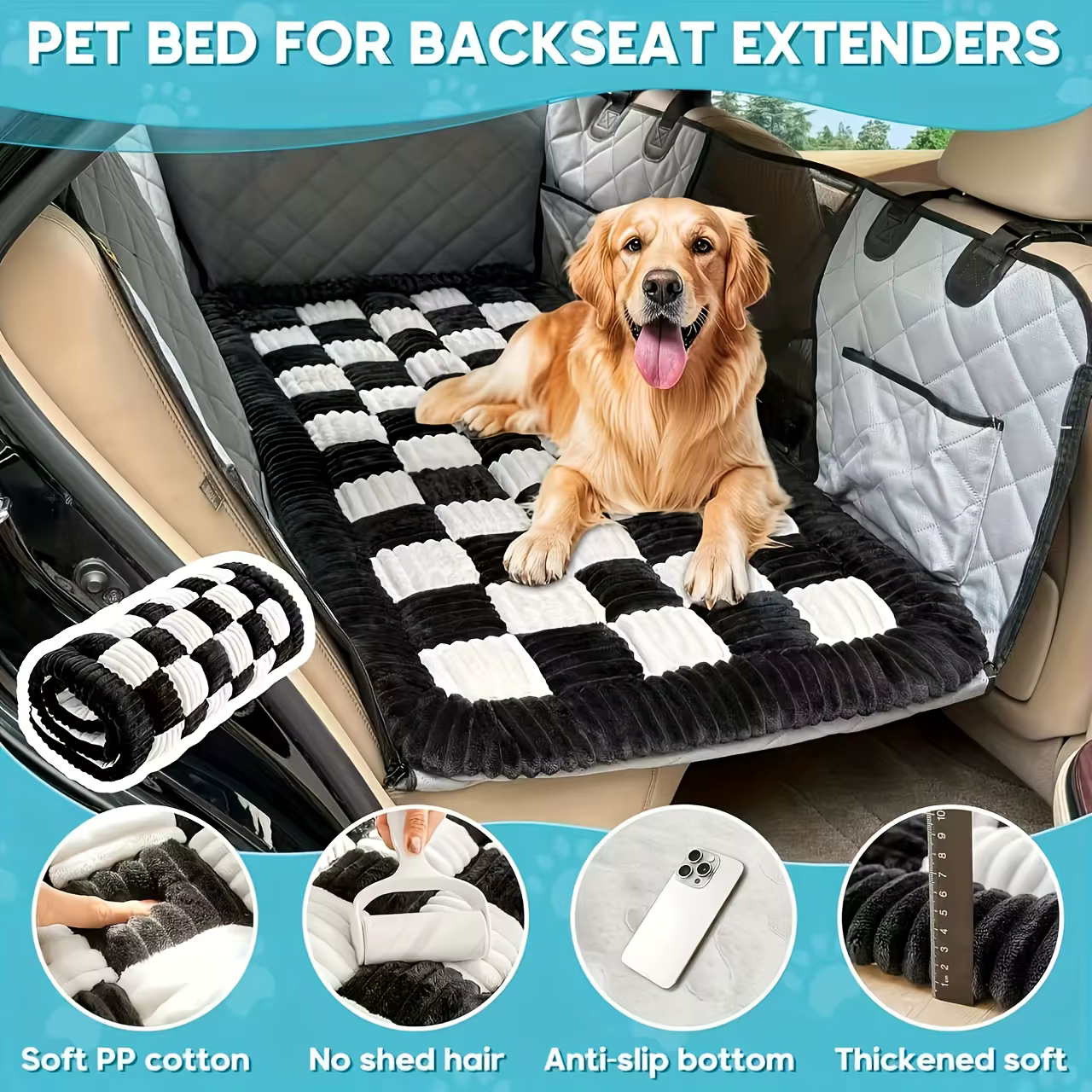Tapis de Voiture Moelleux et Protection de Banquette pour Chien