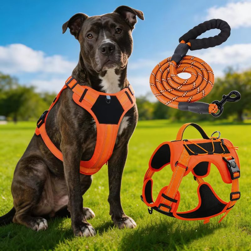Harnais Chien Souple et Ajustable avec Laisse – Confort et Sécurité
