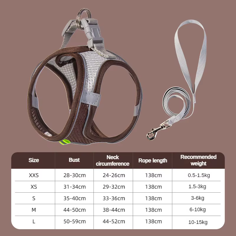 Harnais pour Chien Réglable avec Laisse – Gilet Confortable et Respirant
