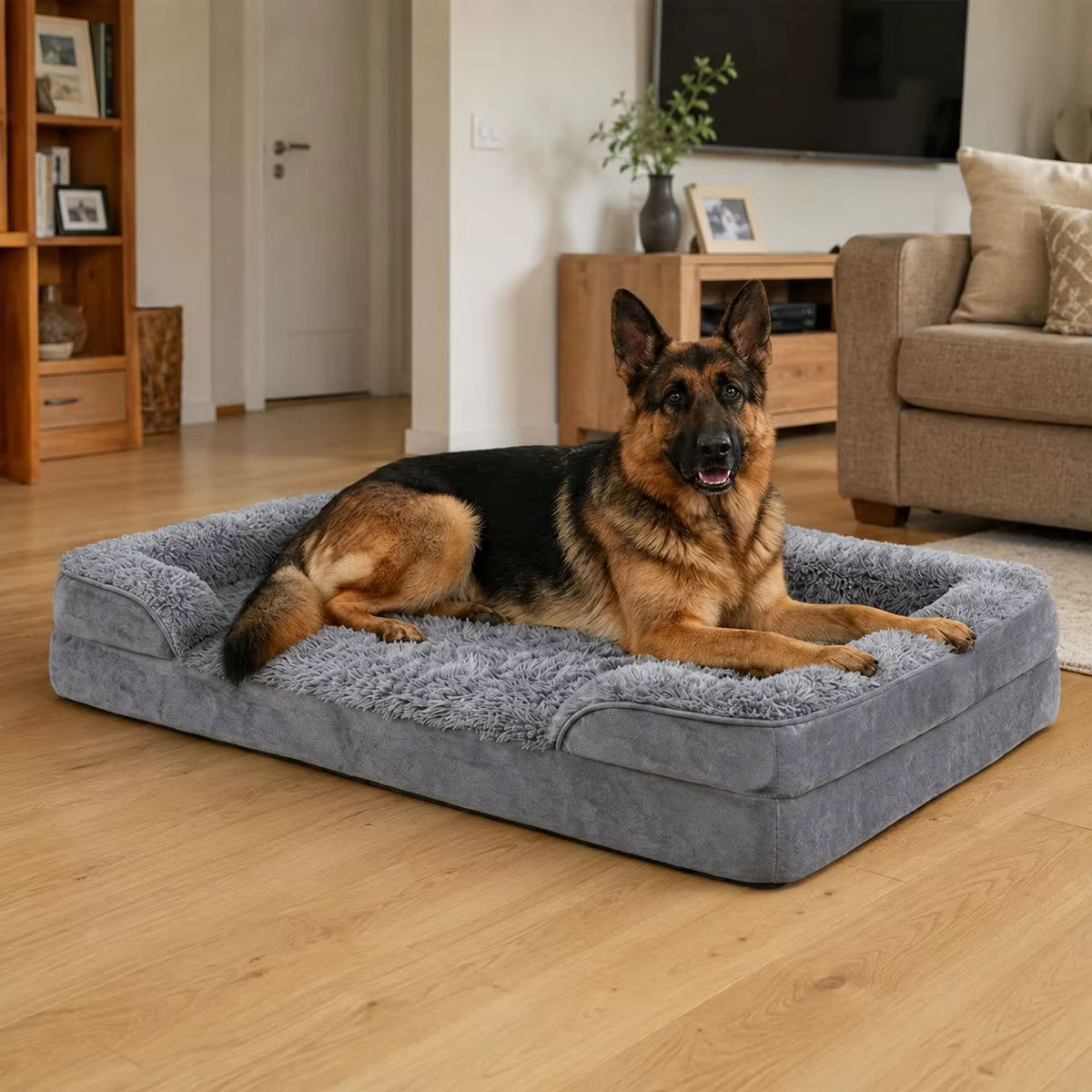 Lit Orthopédique pour Chien avec Rebords | Housse Lavable en Machine