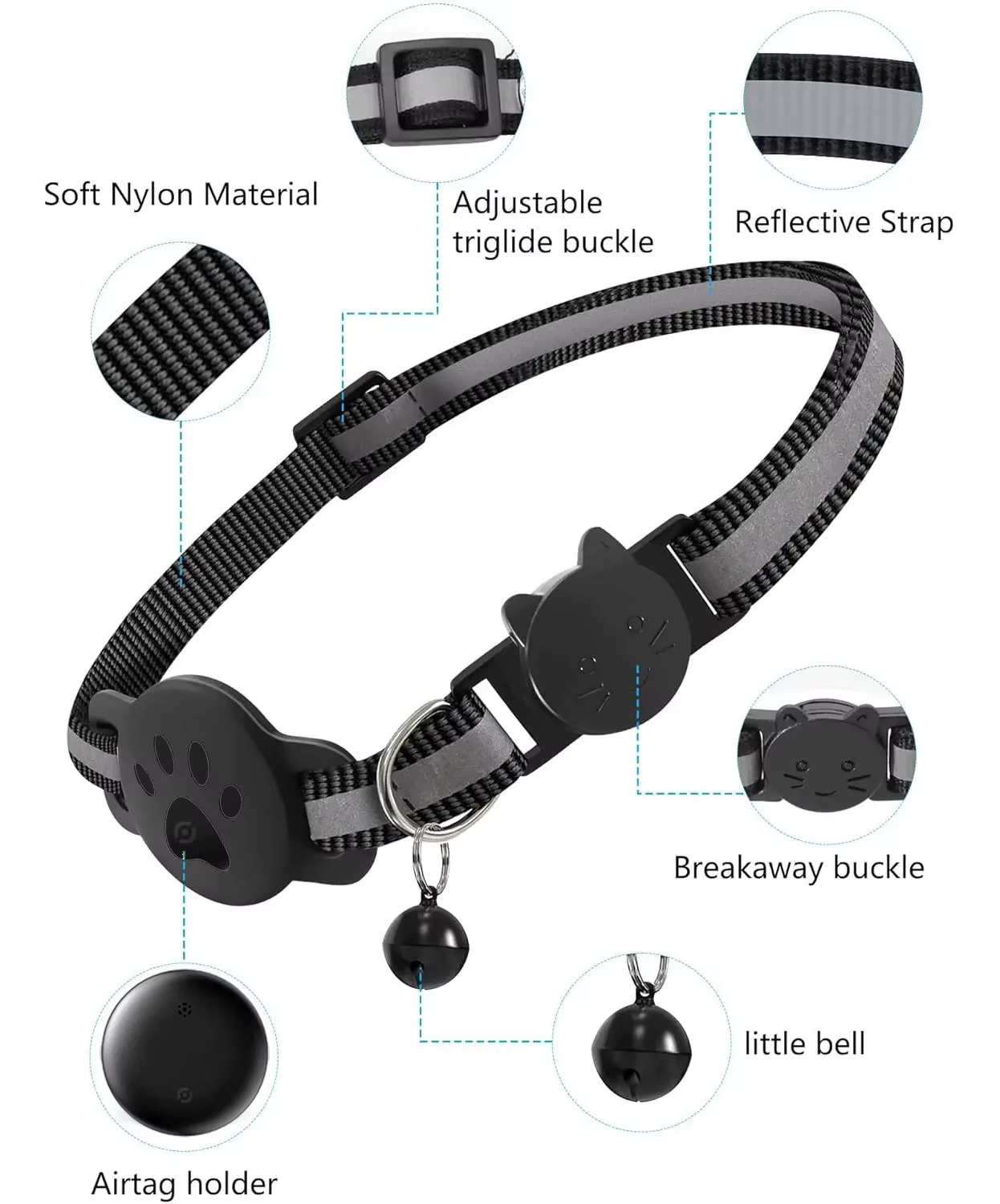 Collier Anti-Perte Réfléchissant avec Tracker Android pour Chien