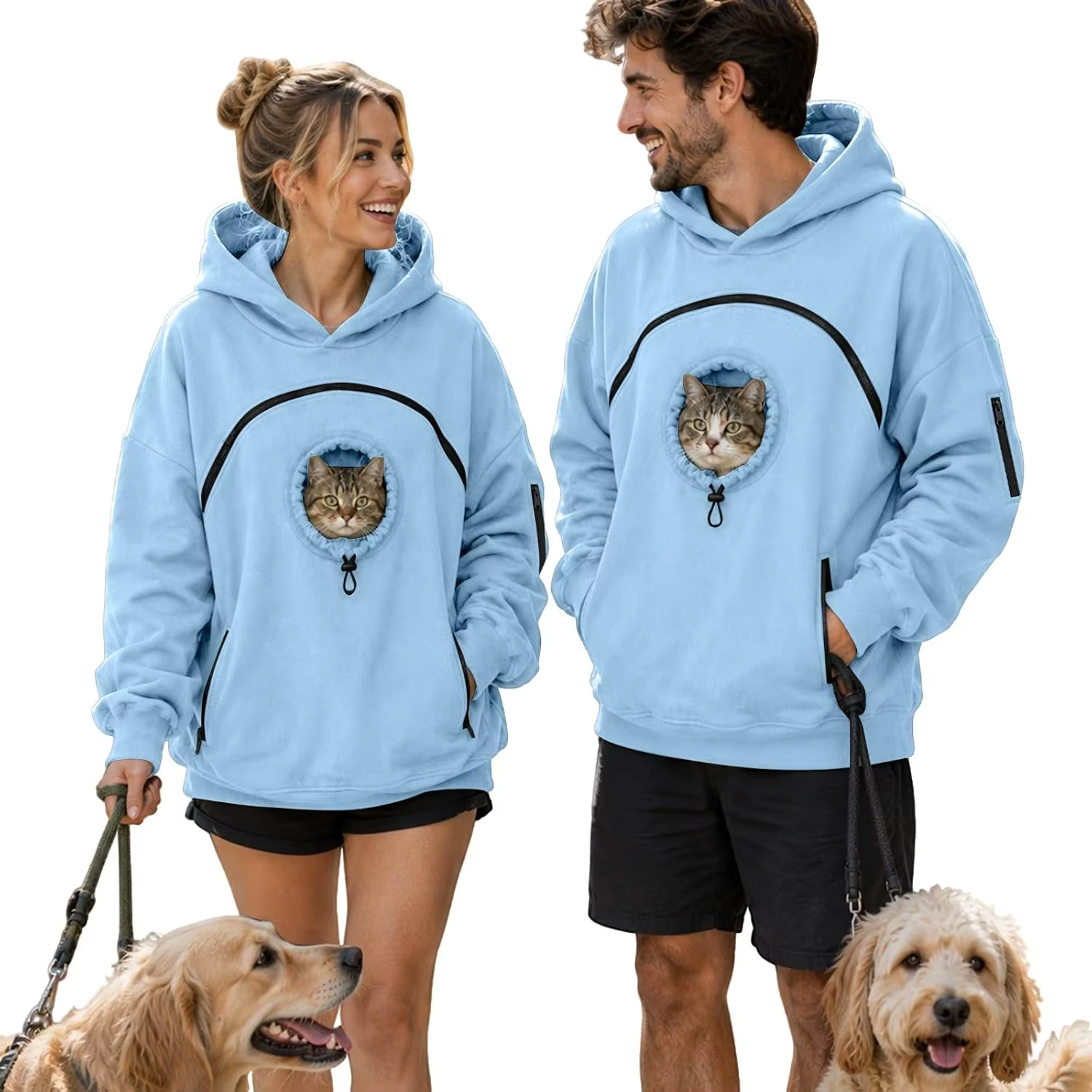 Sweat à Capuche avec Poche Porte-Chat et petit chien