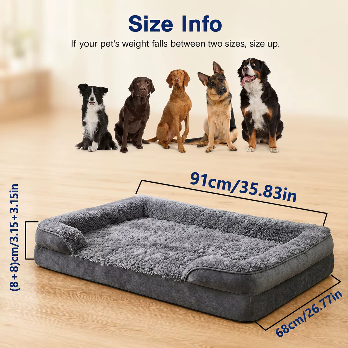 Lit Orthopédique pour Chien avec Rebords | Housse Lavable en Machine