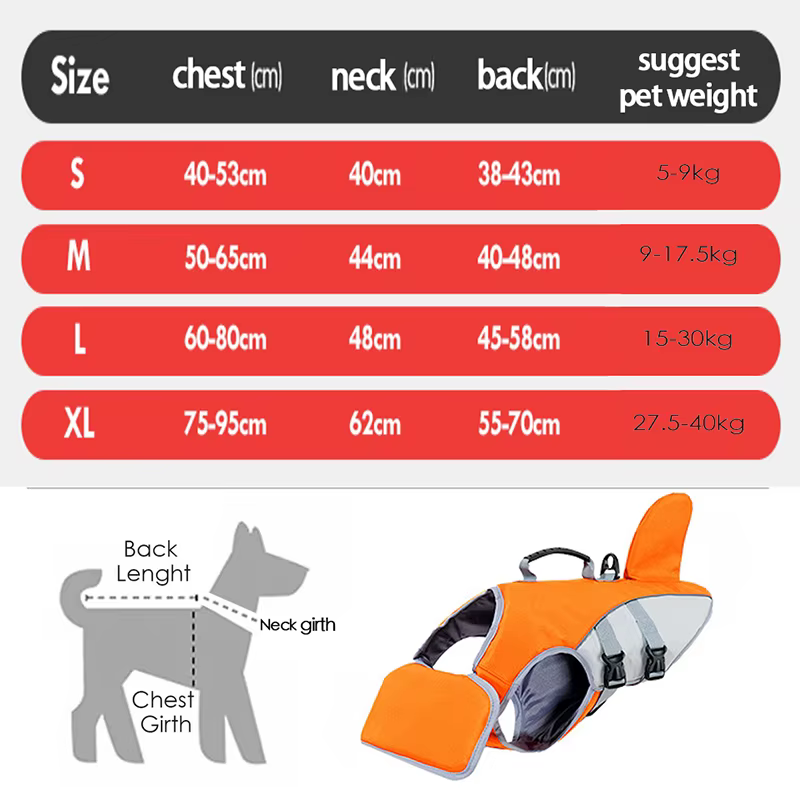 Gilet de Sauvetage pour Chien Aileron de Requin | Sécurité & Flottaison