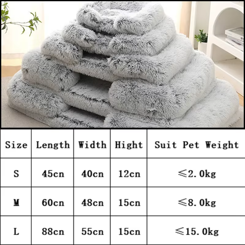 Panier Rectangulaire Apaisant en Fausse Fourrure | Confort Chien