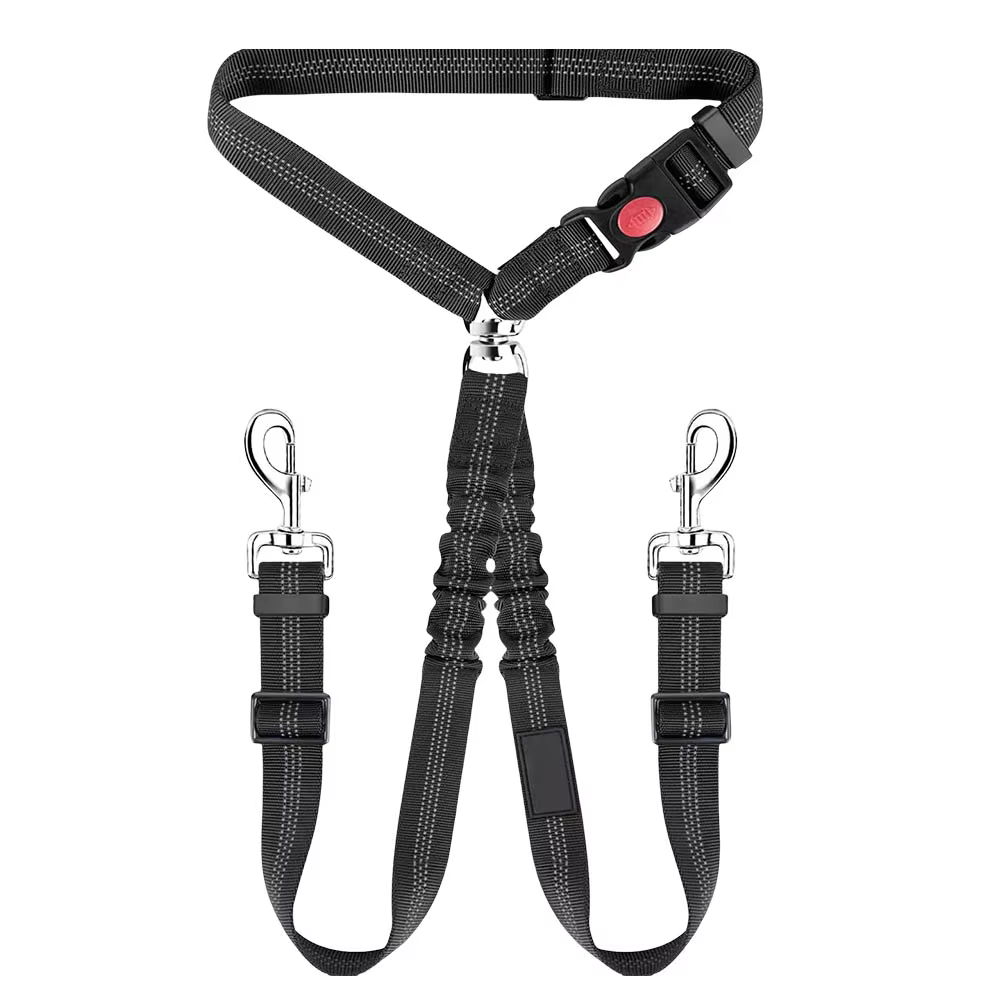 laisse Ceinture de Sécurité Double pour Chien Voiture | Attache Appuie-tête