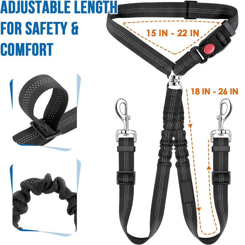 laisse Ceinture de Sécurité Double pour Chien Voiture | Attache Appuie-tête