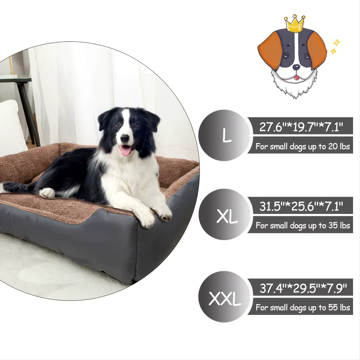Panier canapé confortable pour chien – Couchage douillet avec rebords rembourrés