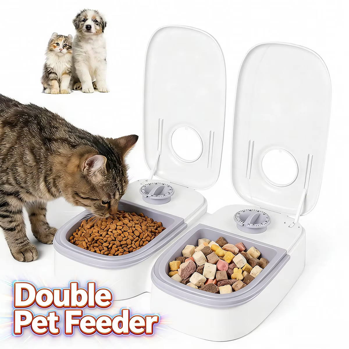 Distributeur Automatique Double pour Chien et Chat - Minuteur 48h