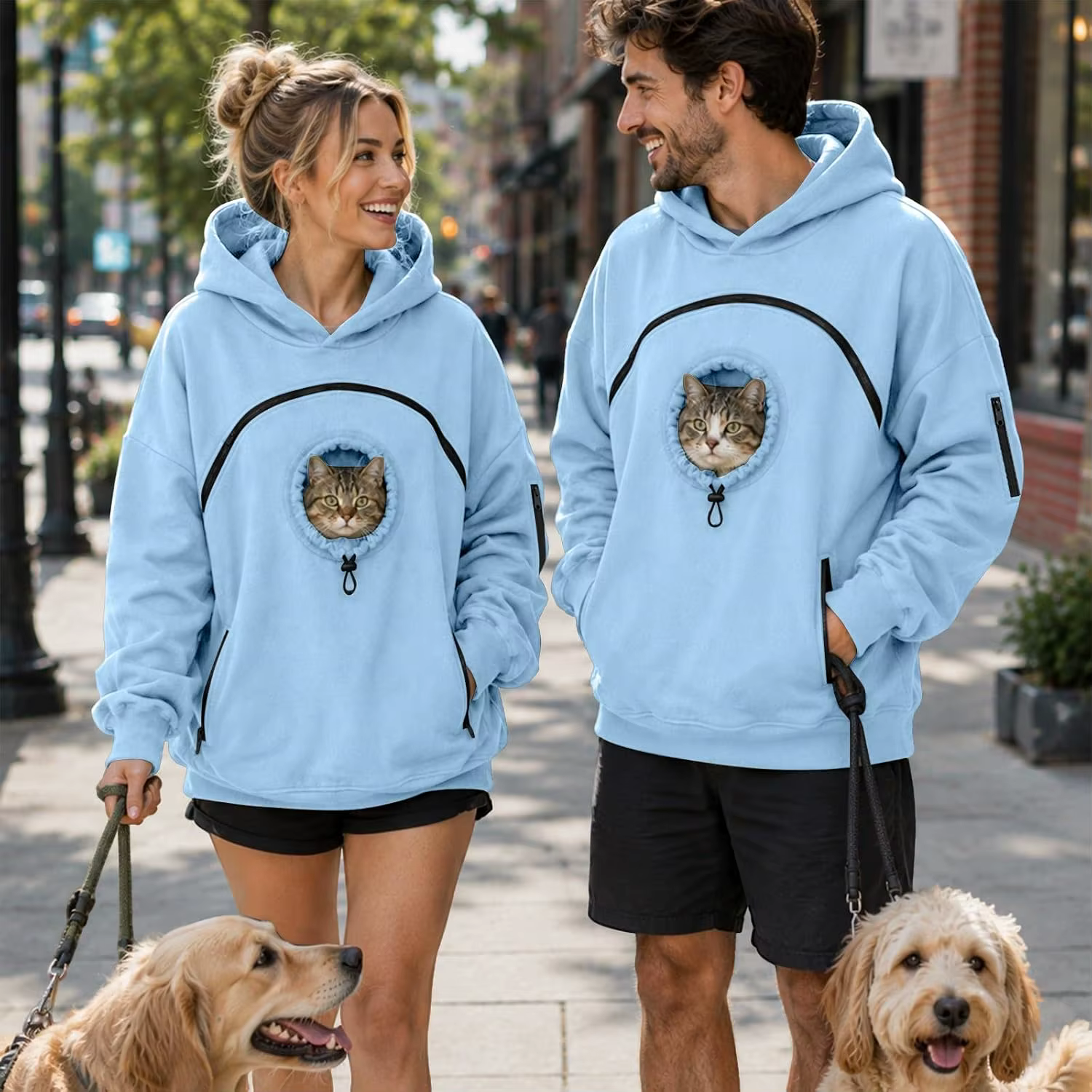 Sweat à Capuche avec Poche Porte-Chat et petit chien