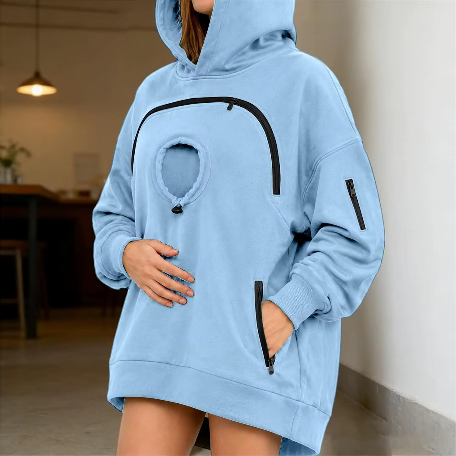 Sweat à Capuche avec Poche Porte-Chat et petit chien