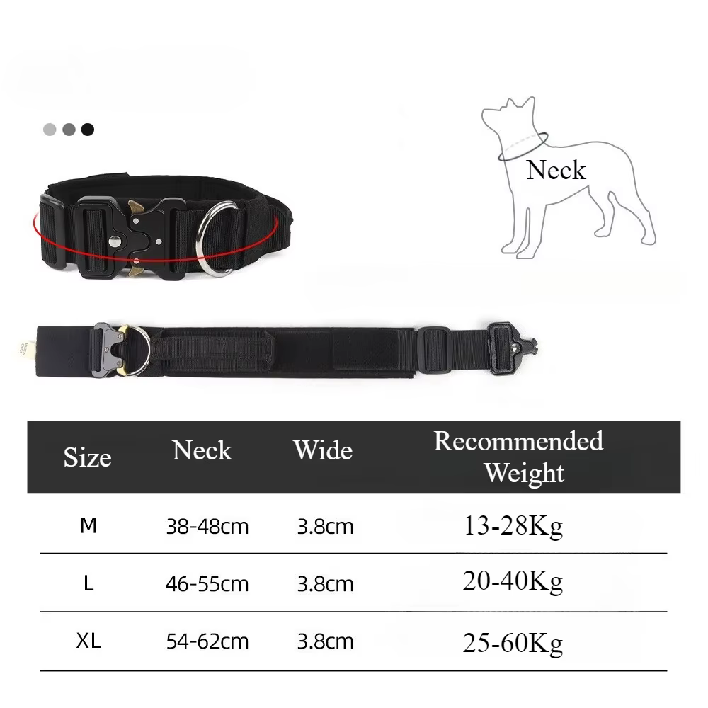 Collier Tactique pour Chien Réglable et Robustesse