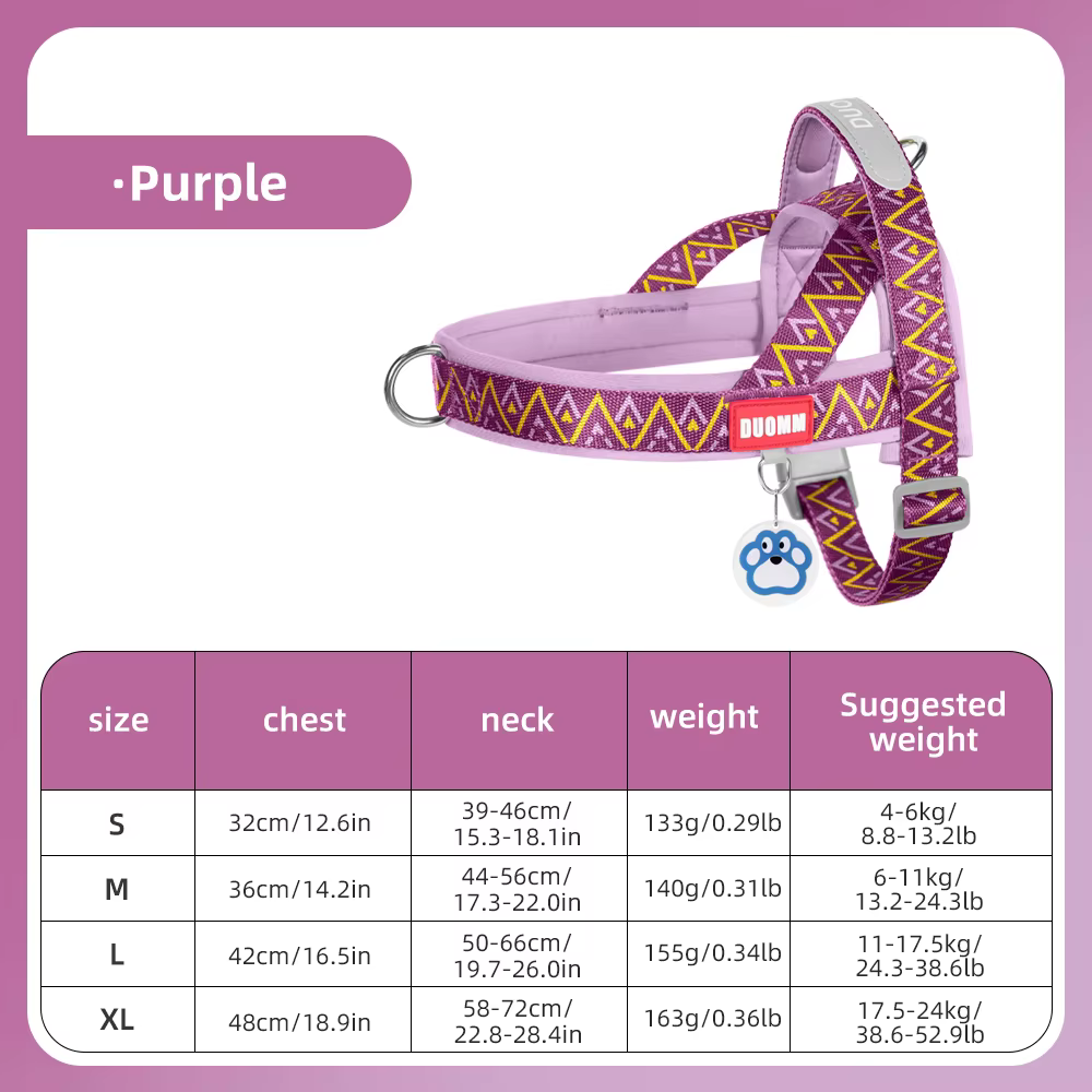 Harnais motif style pour chien