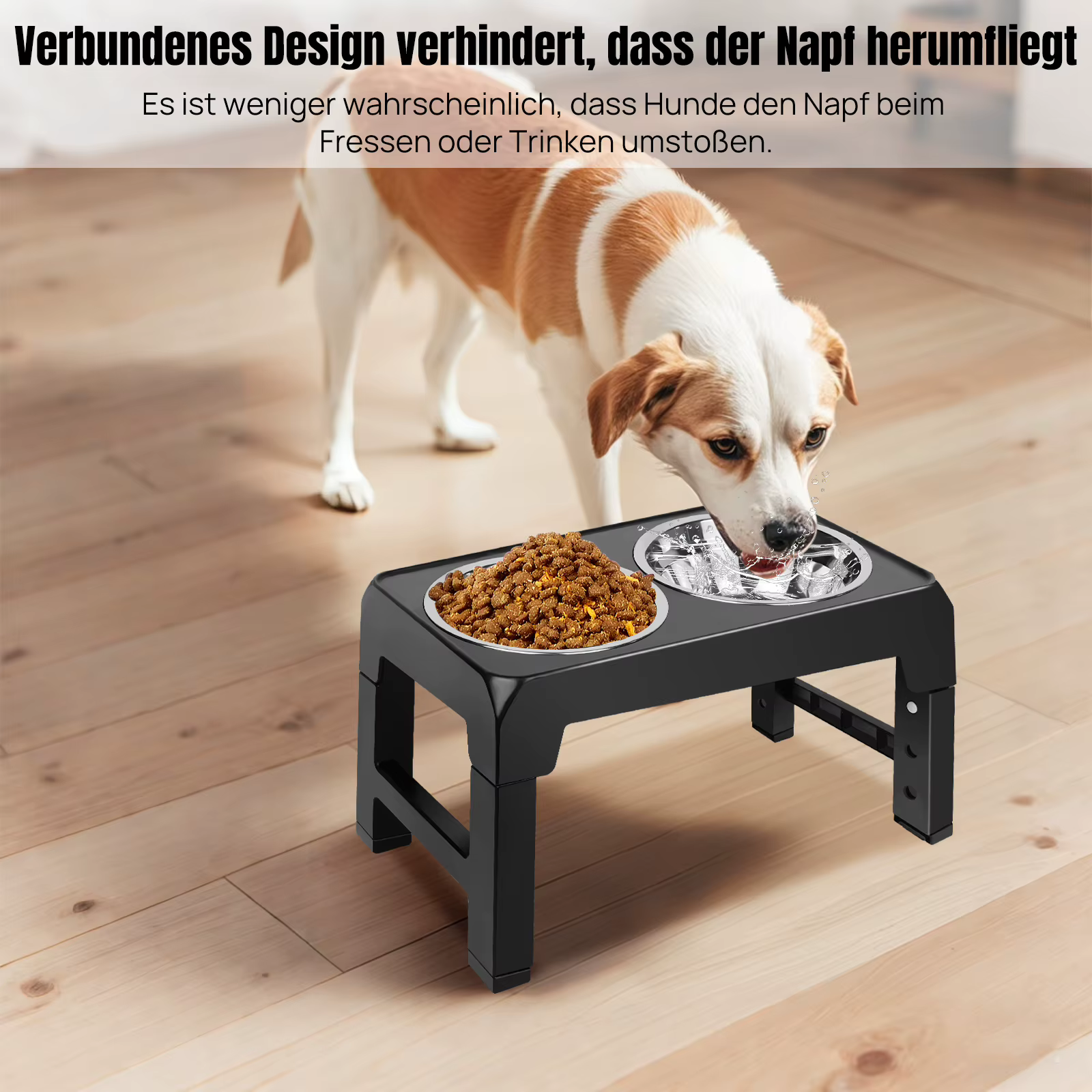 Porte-Gamelles Surélevé & Réglable pour Chien | 2 Bols Inox