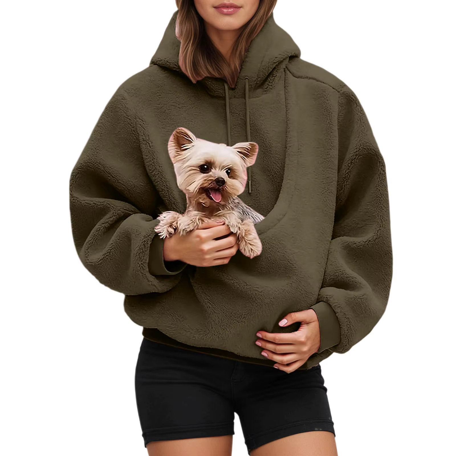 Sweat à Capuche Porte-Animal en Polaire | Kangourou pour Chat & Chien