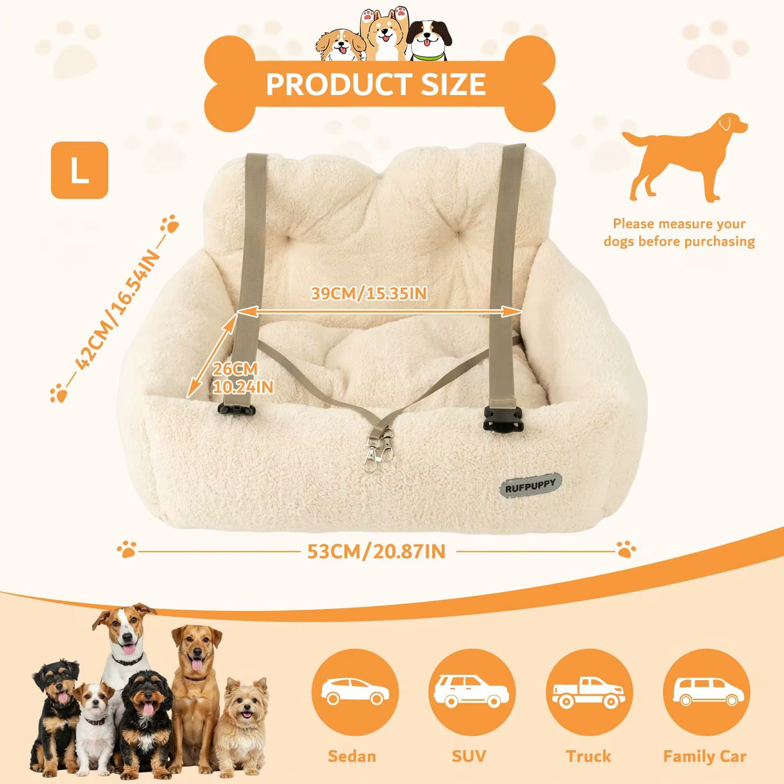 Coussin Siège auto pour chien confortable et sécurisé