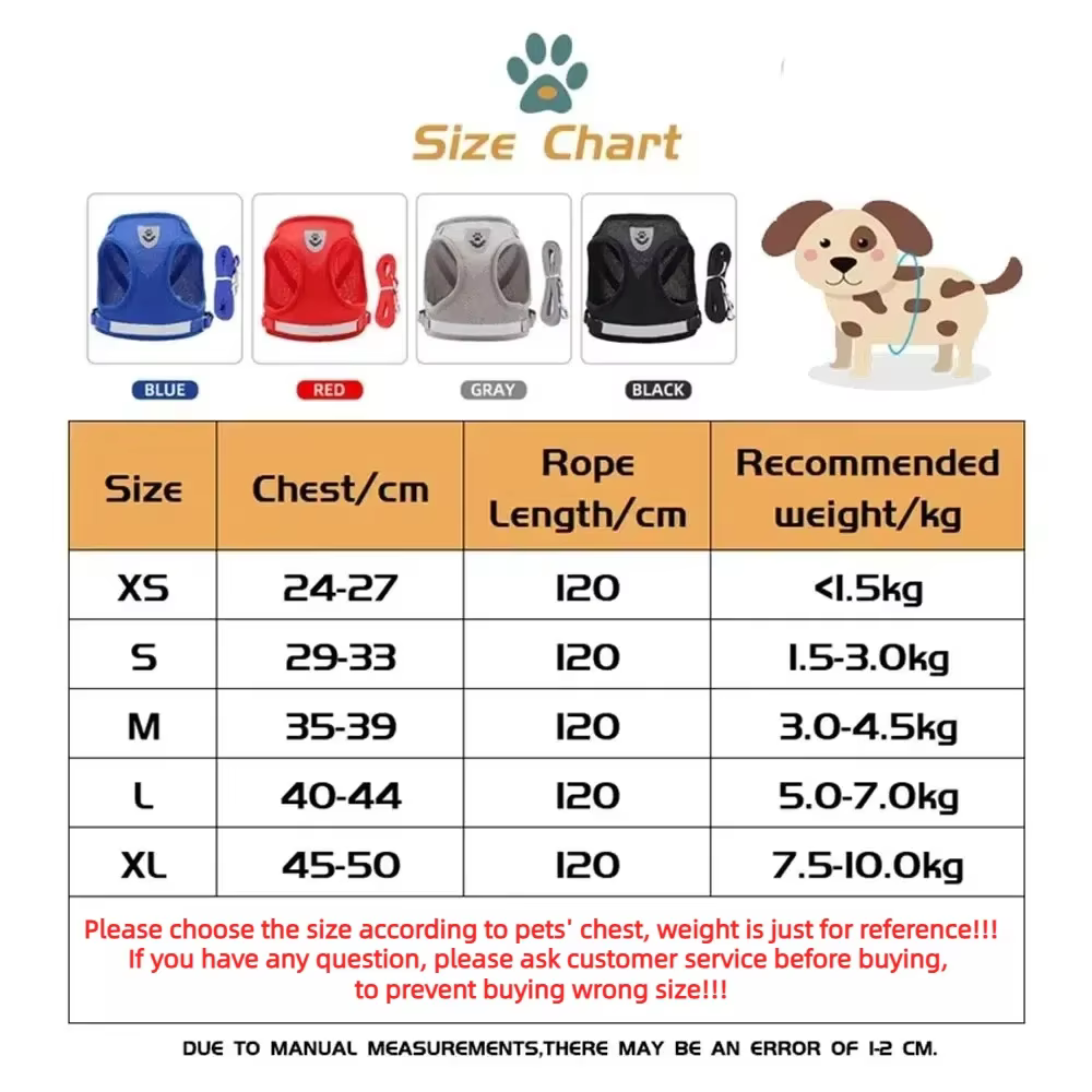 Harnais anti-traction et laisse pour chat et petit chien  réfléchissant