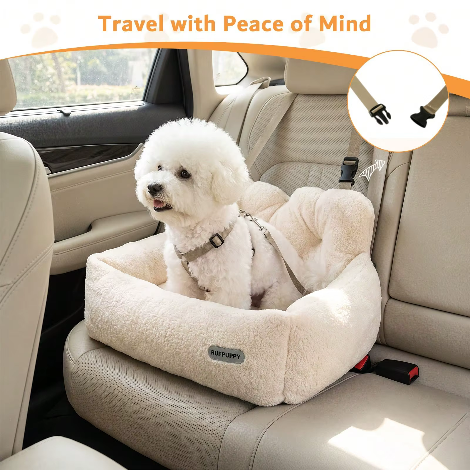 Coussin Siège auto pour chien confortable et sécurisé