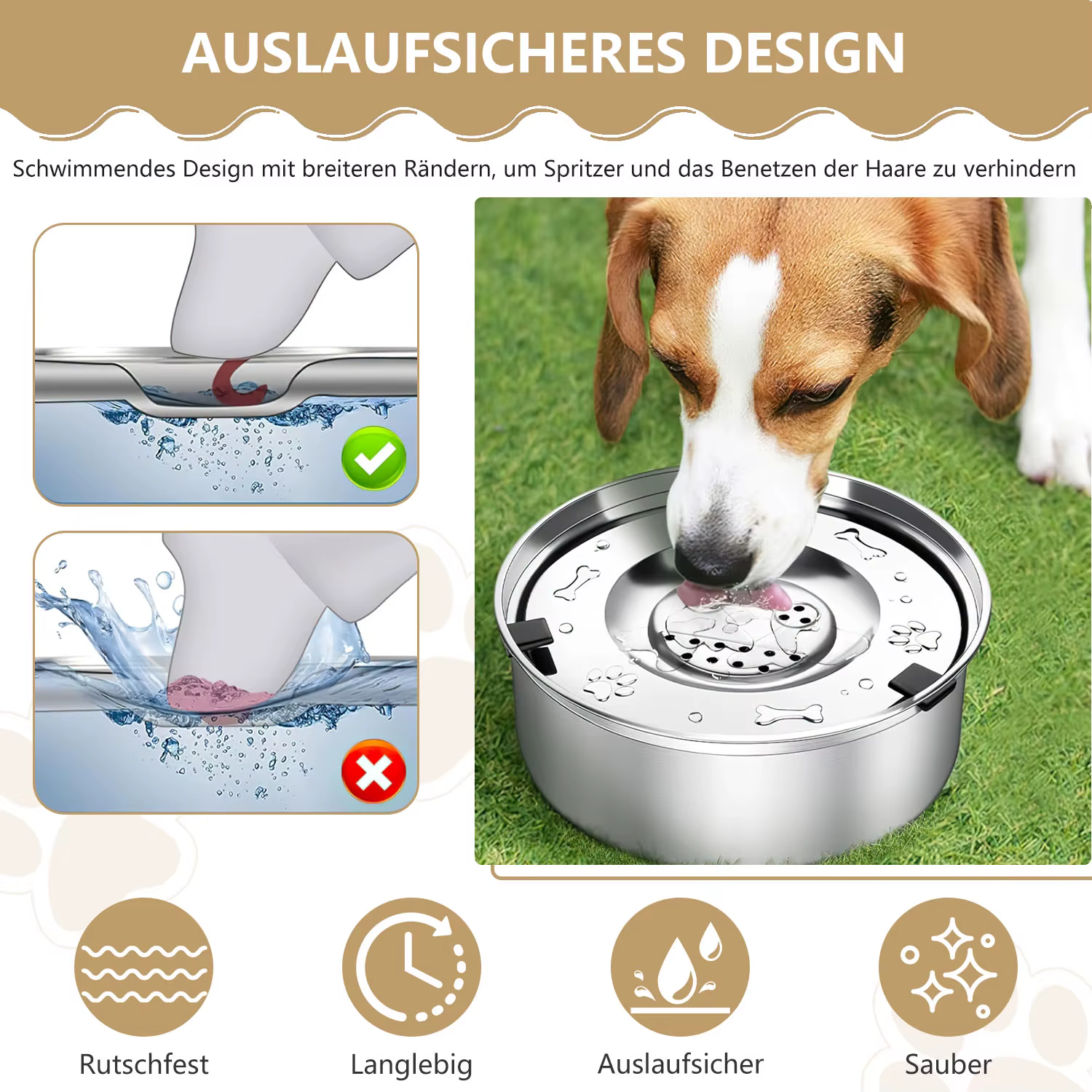Gamelle Anti-Éclaboussures en Inox pour Chien 