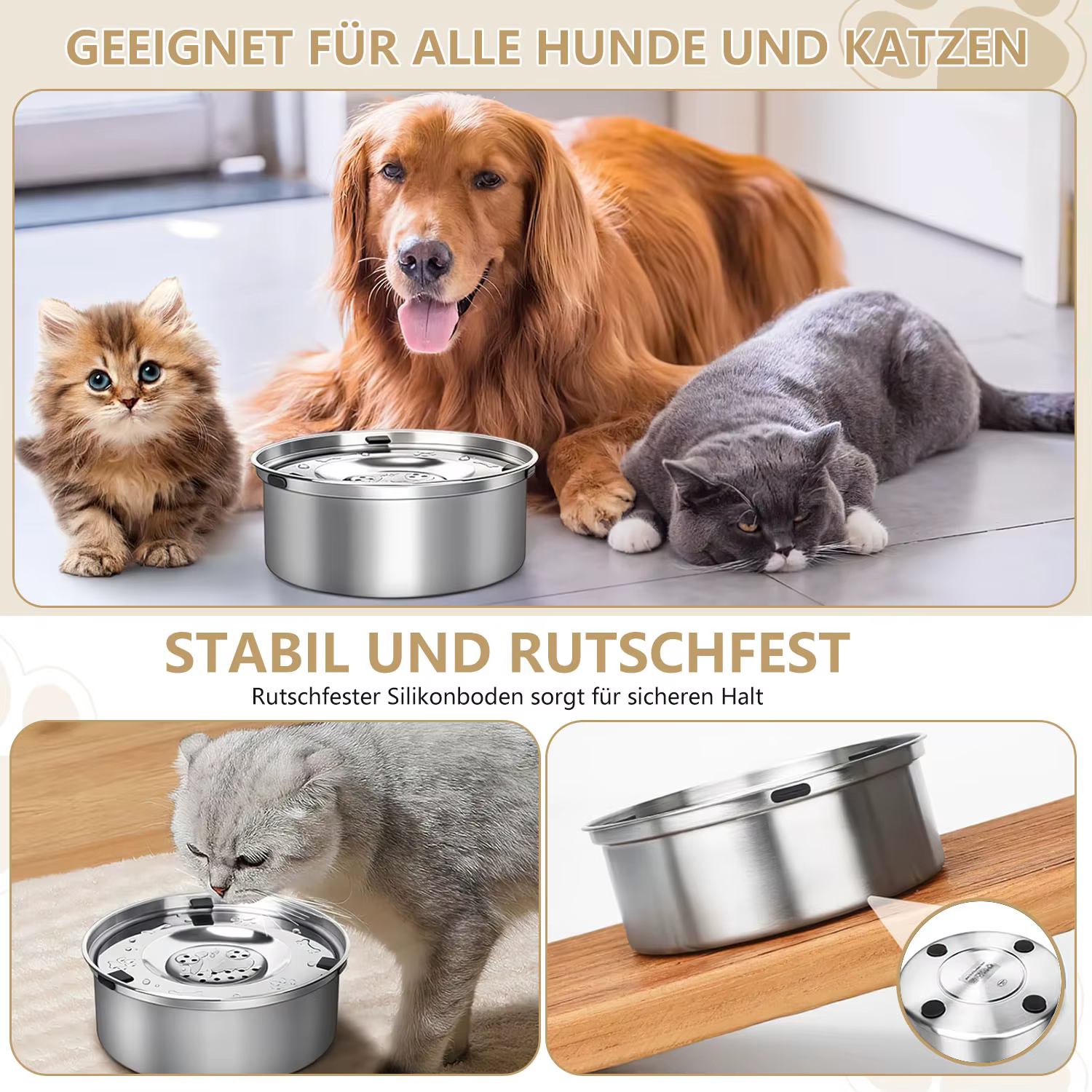 Gamelle Anti-Éclaboussures en Inox pour Chien 