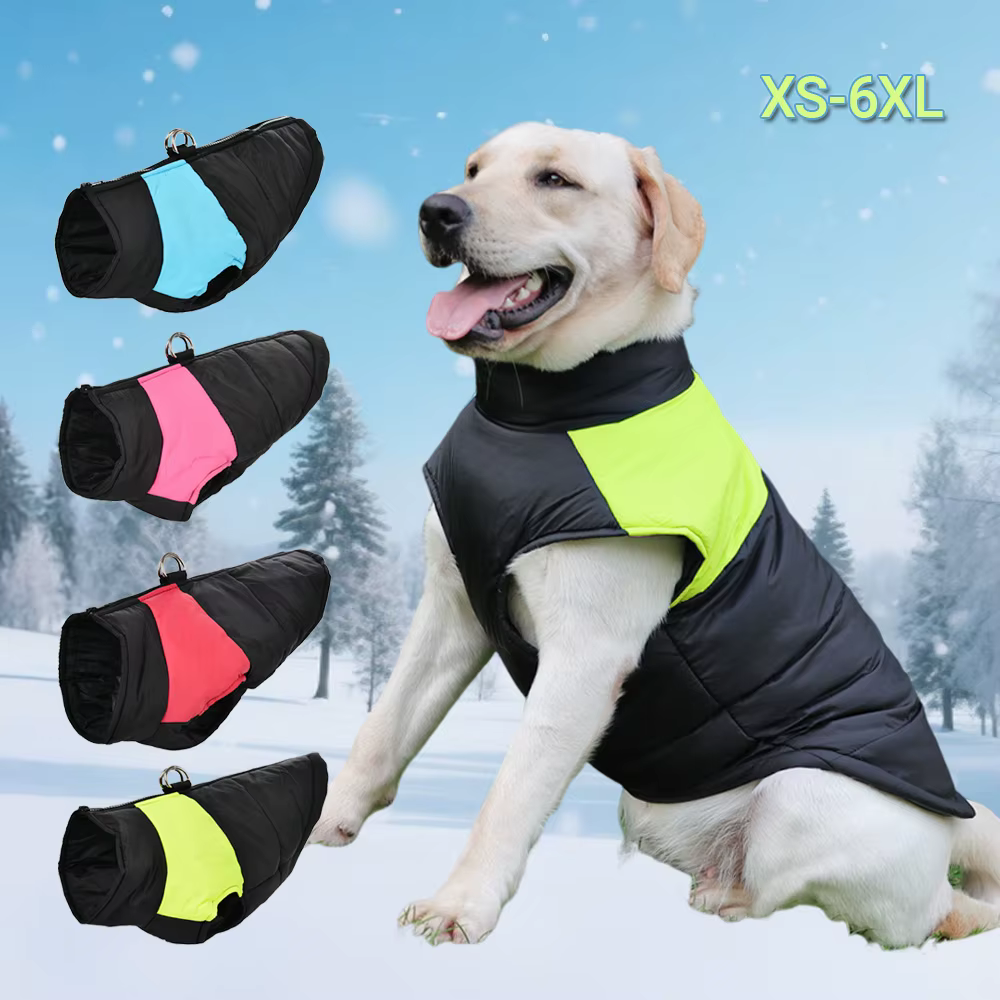 Manteau pour chien chaud et protecteur – Veste d’hiver avec bandes colorées