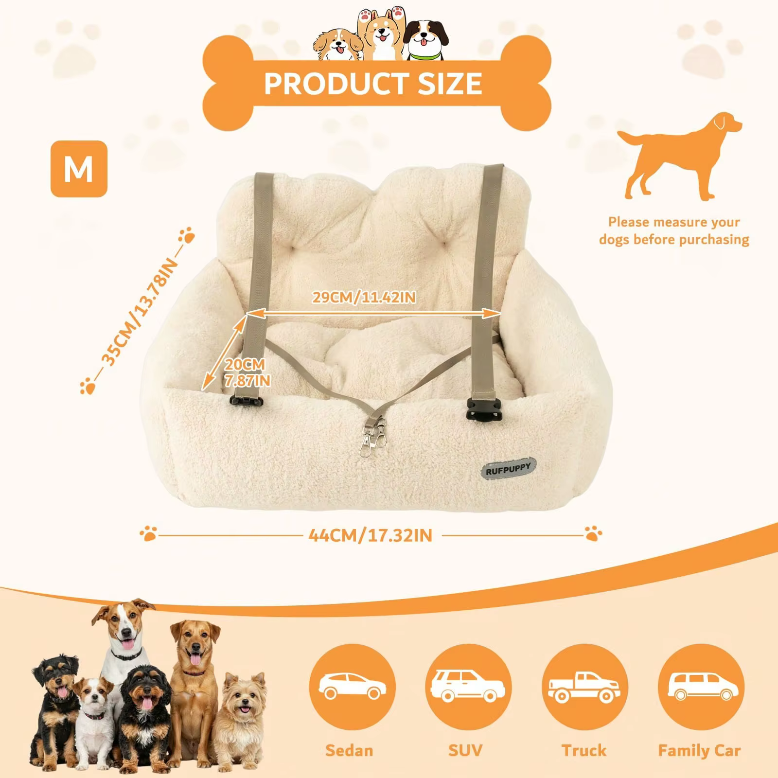 Coussin Siège auto pour chien confortable et sécurisé