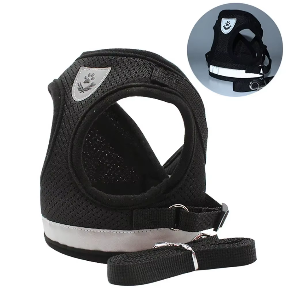 Harnais anti-traction et laisse pour chat et petit chien  réfléchissant