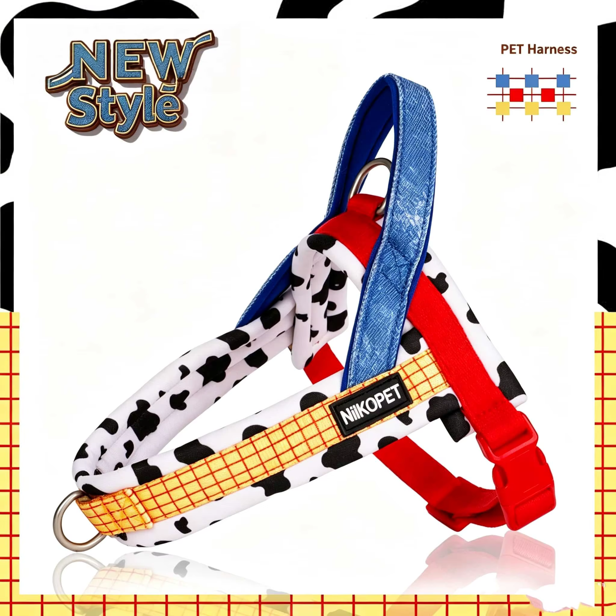 Harnais Chien Anti-Traction Rembourré + Laisse Assortie