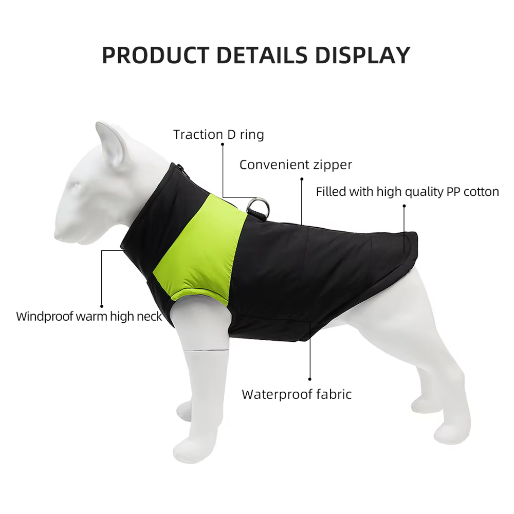 Manteau pour chien chaud et protecteur – Veste d’hiver avec bandes colorées