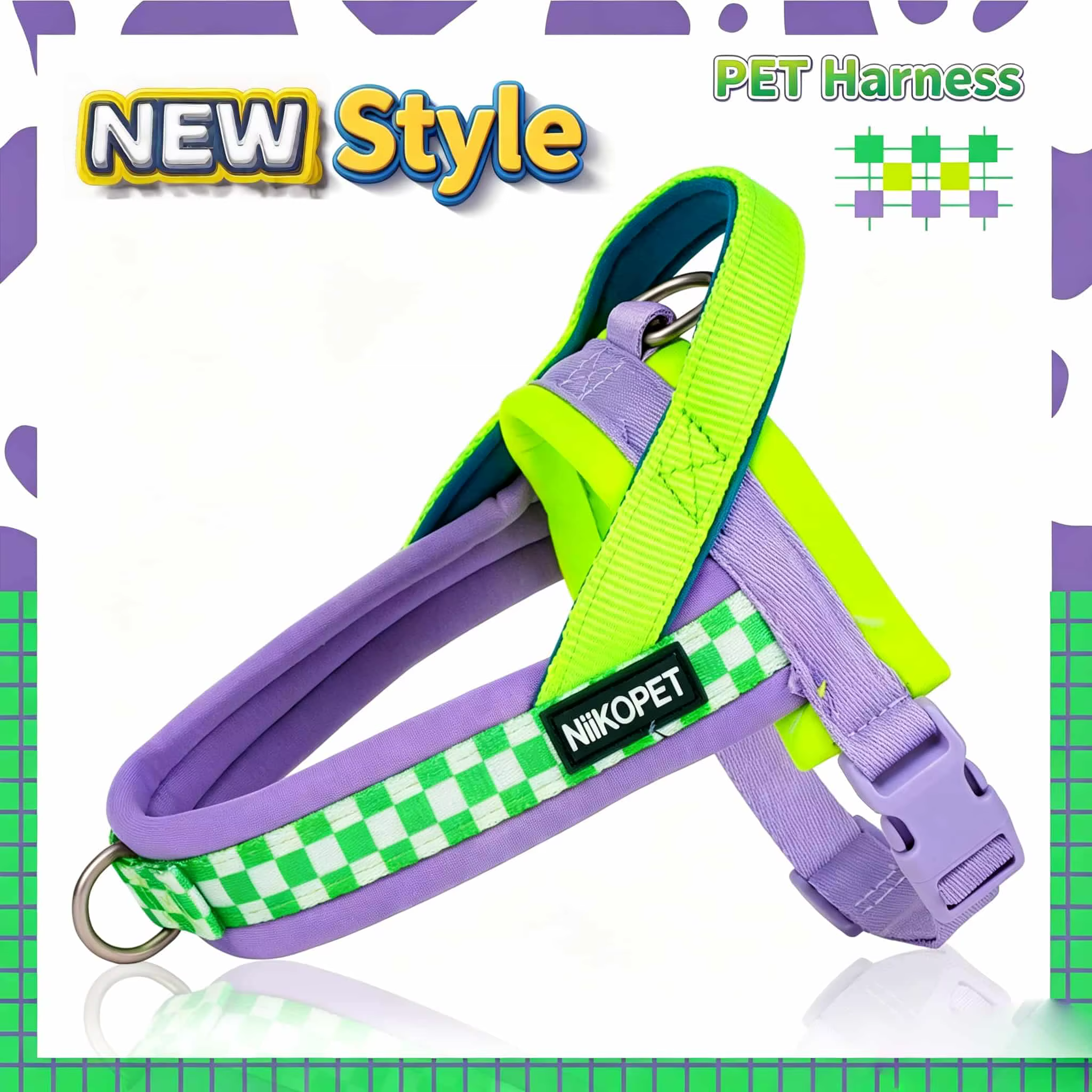 Harnais Chien Anti-Traction Rembourré + Laisse Assortie