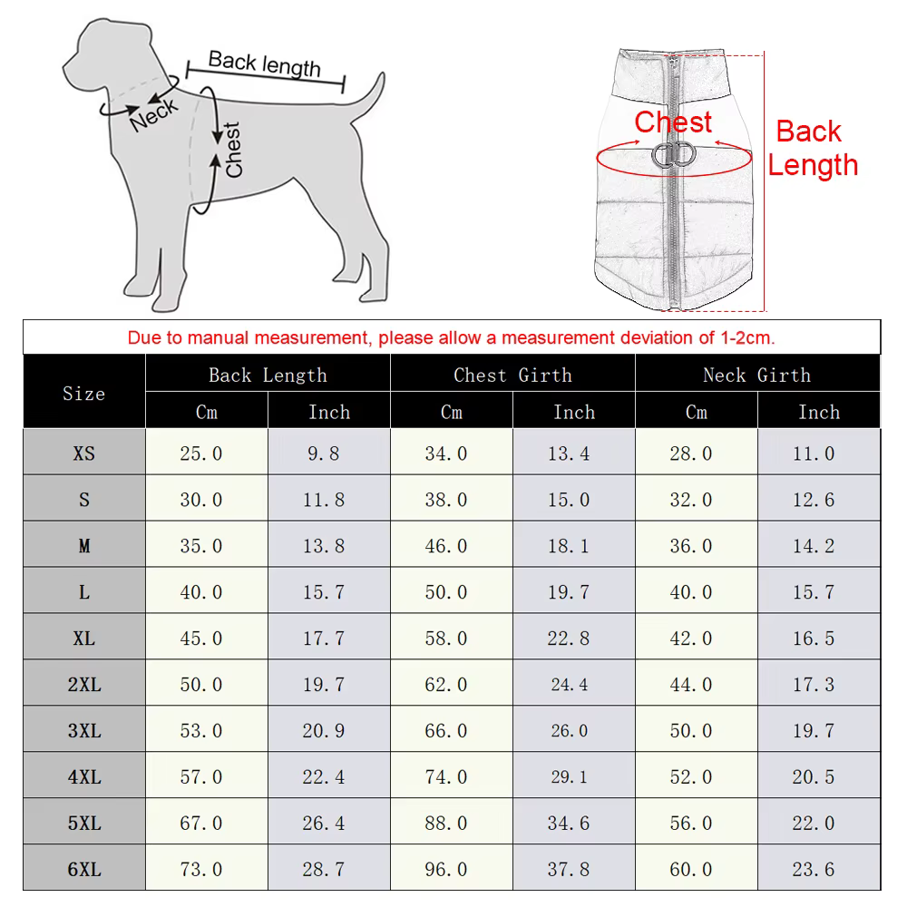 Manteau pour chien chaud et protecteur – Veste d’hiver avec bandes colorées