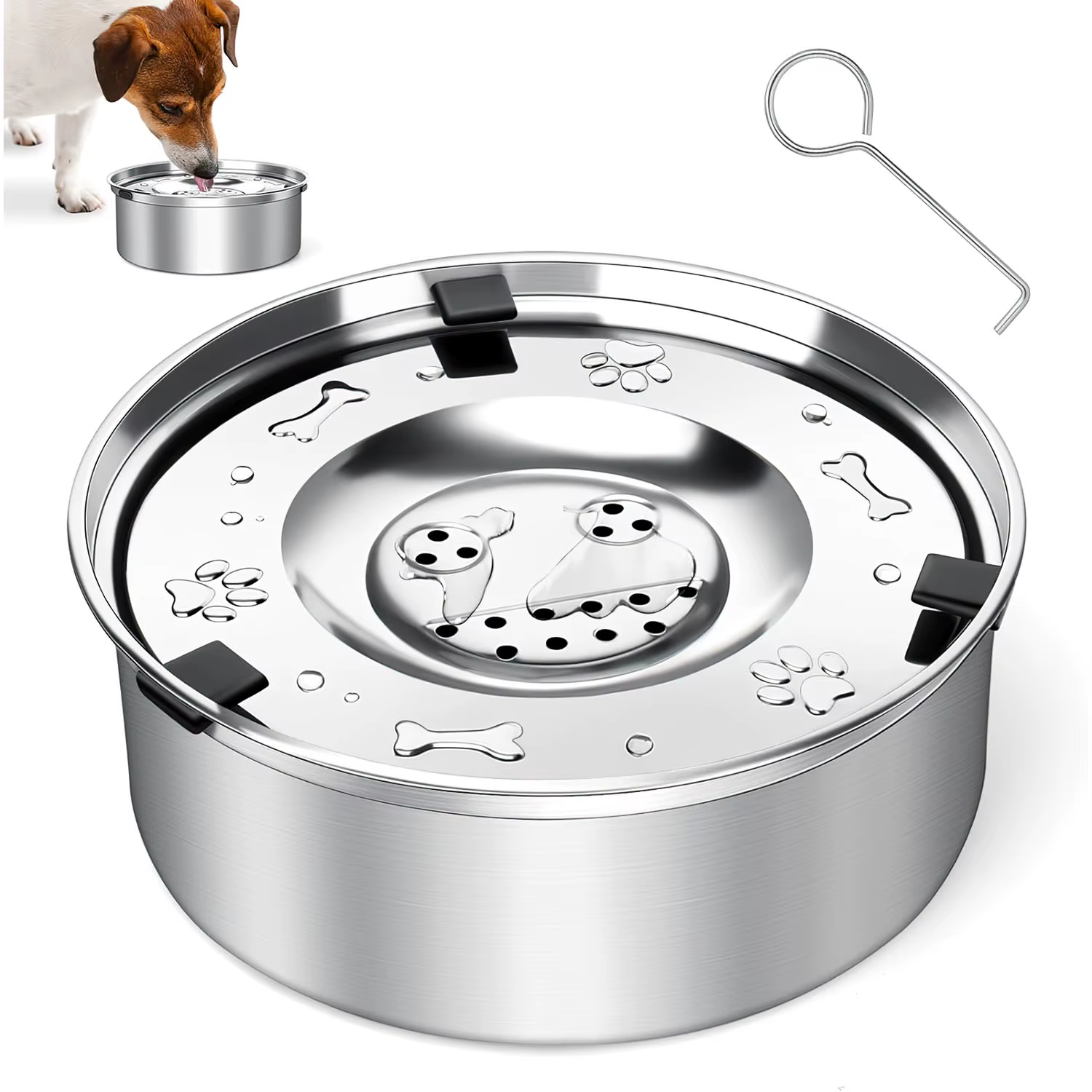 Gamelle Anti-Éclaboussures en Inox pour Chien 