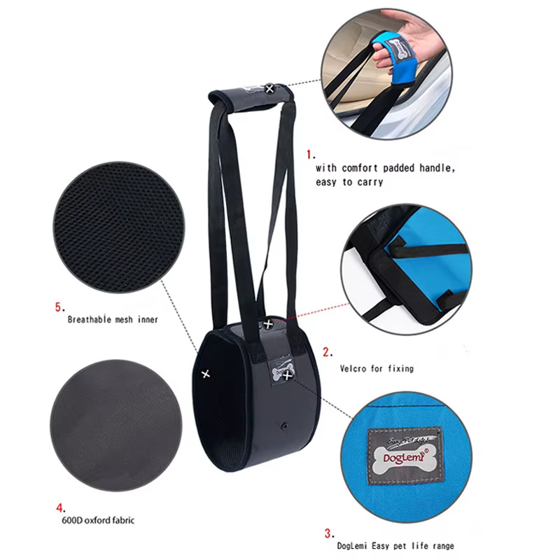 Harnais de soutien pour chien avec poignées réglables