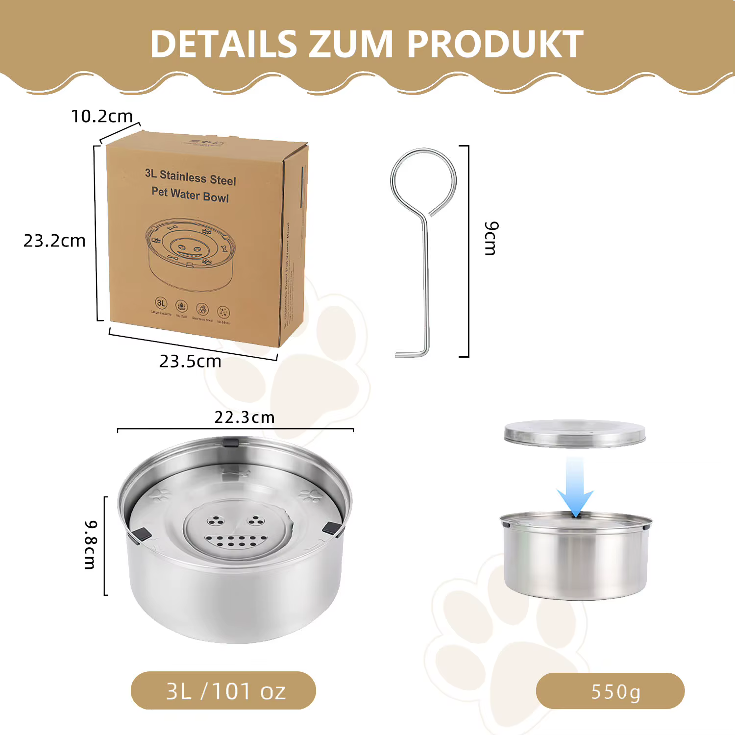 Gamelle Anti-Éclaboussures en Inox pour Chien 