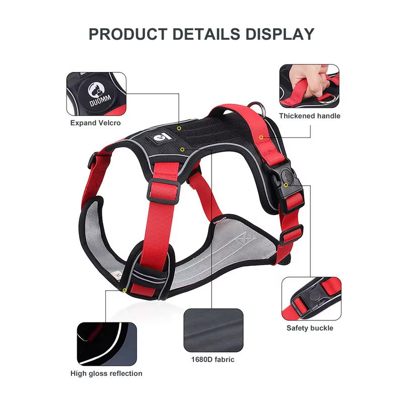 Harnais Tactique Anti-Traction Chien — Réfléchissant & Impermeable