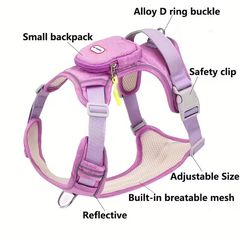 Harnais Sac à Dos pour Chien Ergonomique & Réfléchissant