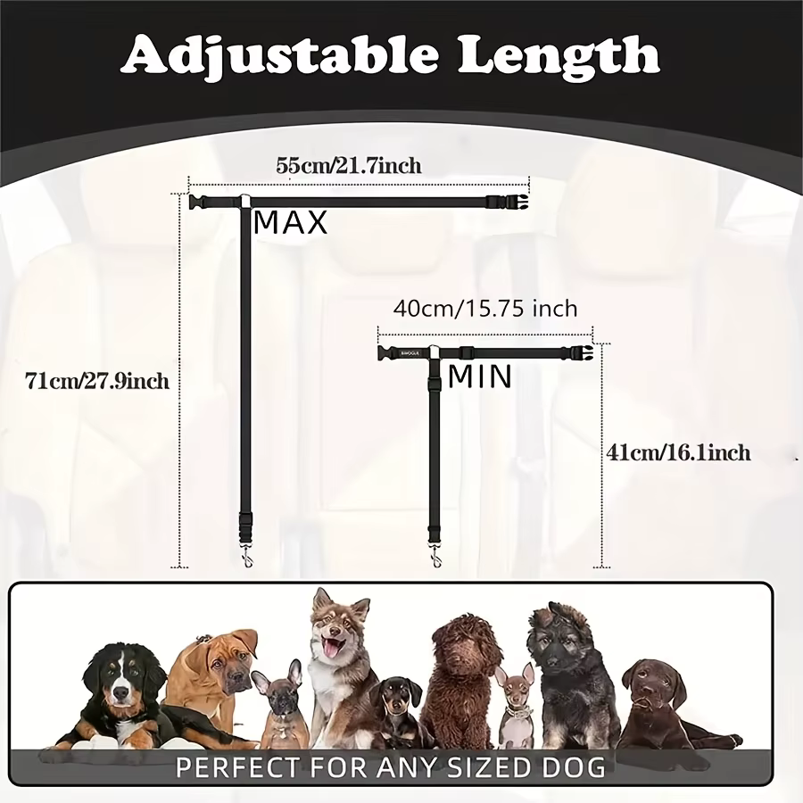 Ceinture de sécurité pour chien - Harnais ajustable pour voiture