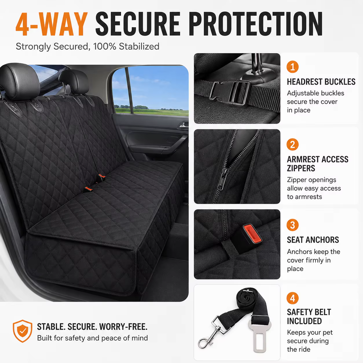 Housse de Protection Siège Arrière Voiture pour Chien