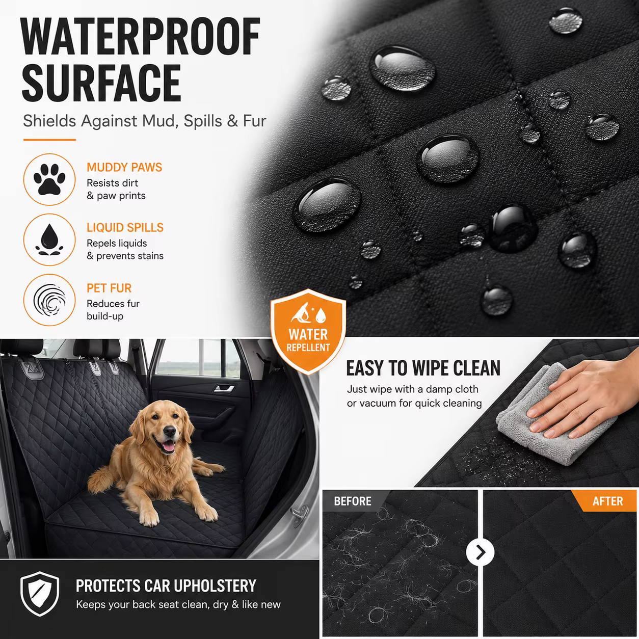 Housse de Protection Siège Arrière Voiture pour Chien