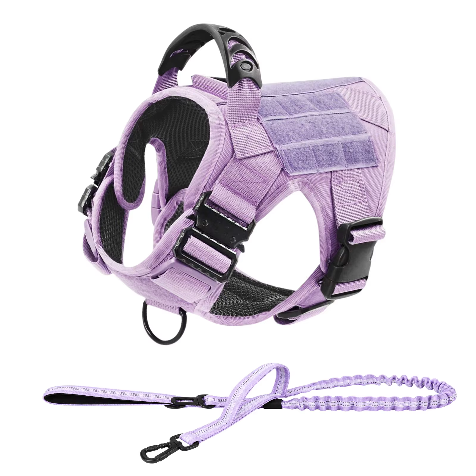 Harnais Tactique Violet pour Chien + Laisse & Collier