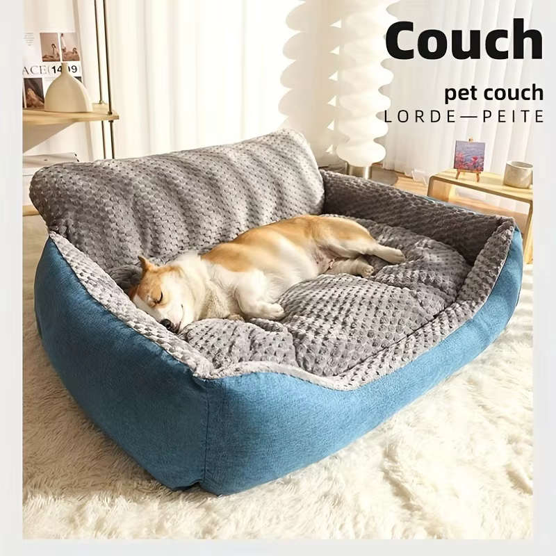 Panier canapé pour chien bleu et gris | Coin douillet