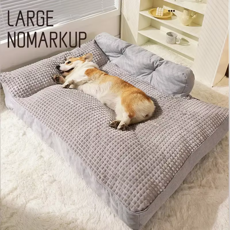 Lit Canapé pour Chien Grand Confort | Panier Moelleux Gris