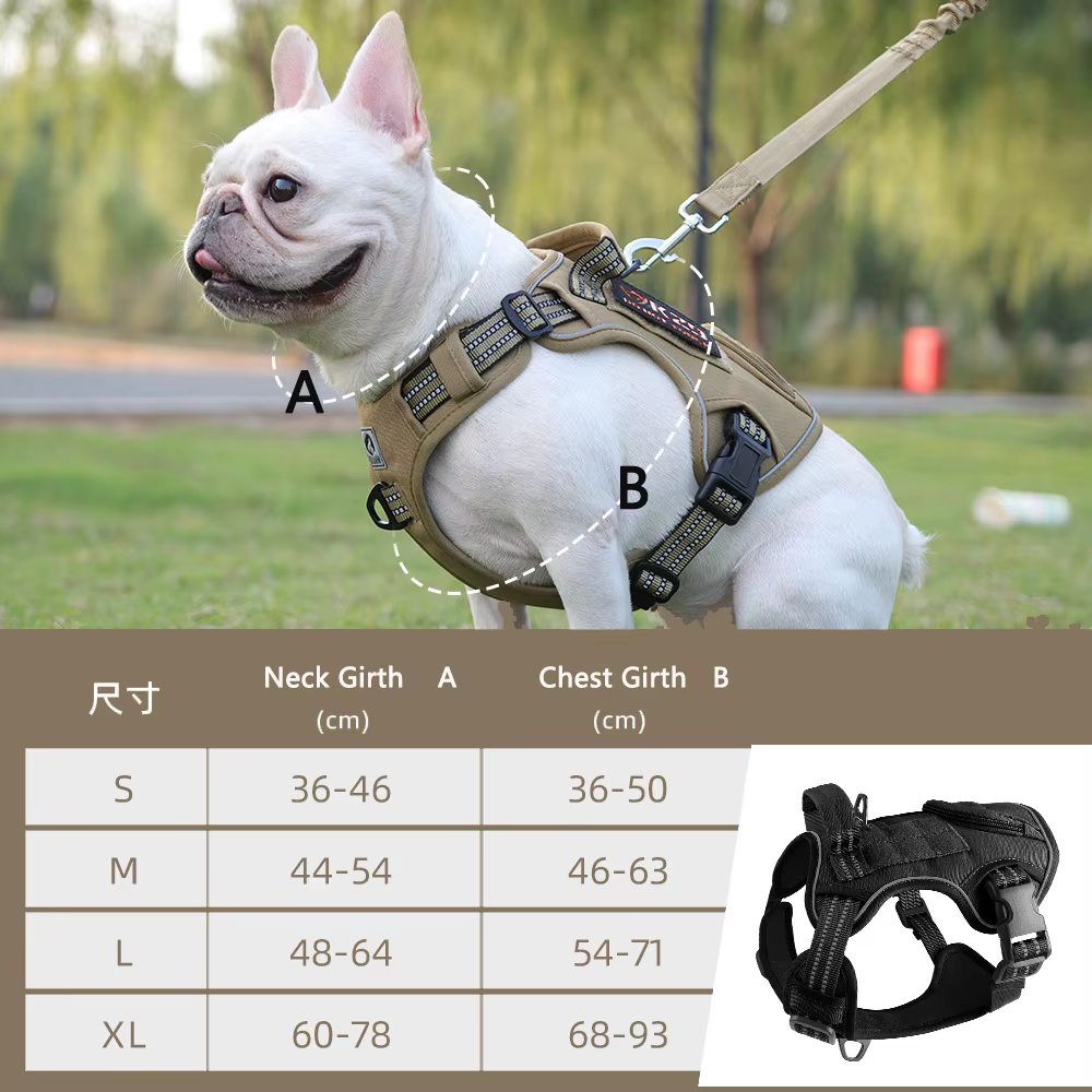 Harnais Tactique Robuste pour Chien | Réfléchissant, Ajustable et Confortable