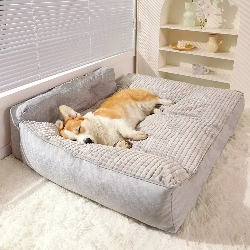 Lit Canapé pour Chien Grand Confort | Panier Moelleux Gris