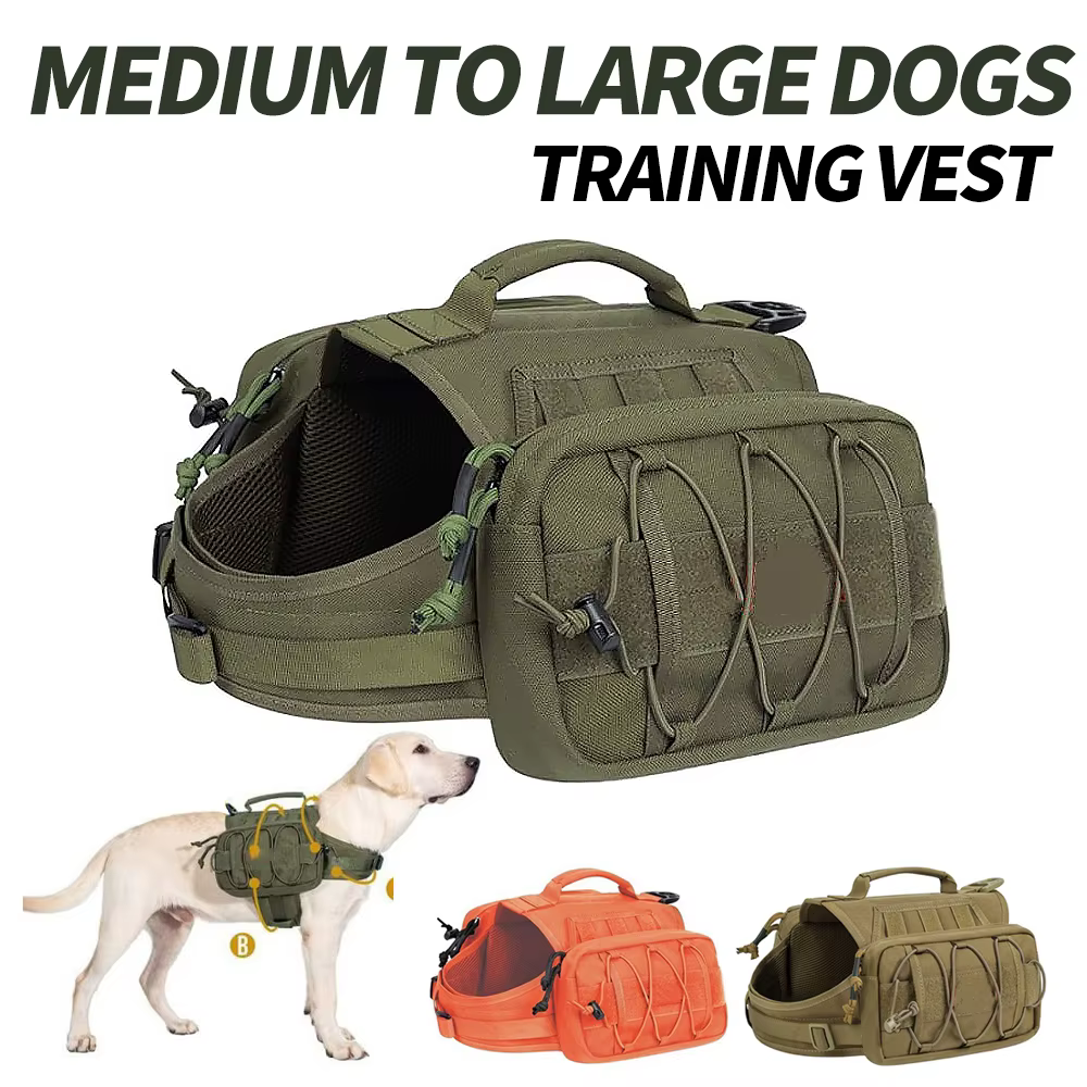 Harnais gilet tactique pour chien avec poches latérales
