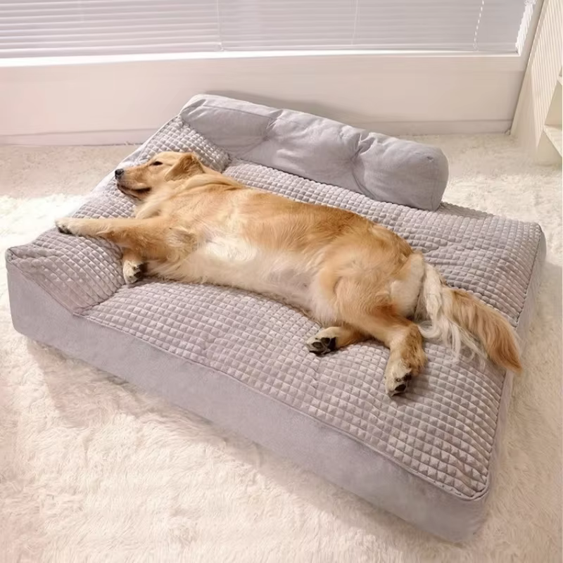Lit Canapé pour Chien Grand Confort | Panier Moelleux Gris
