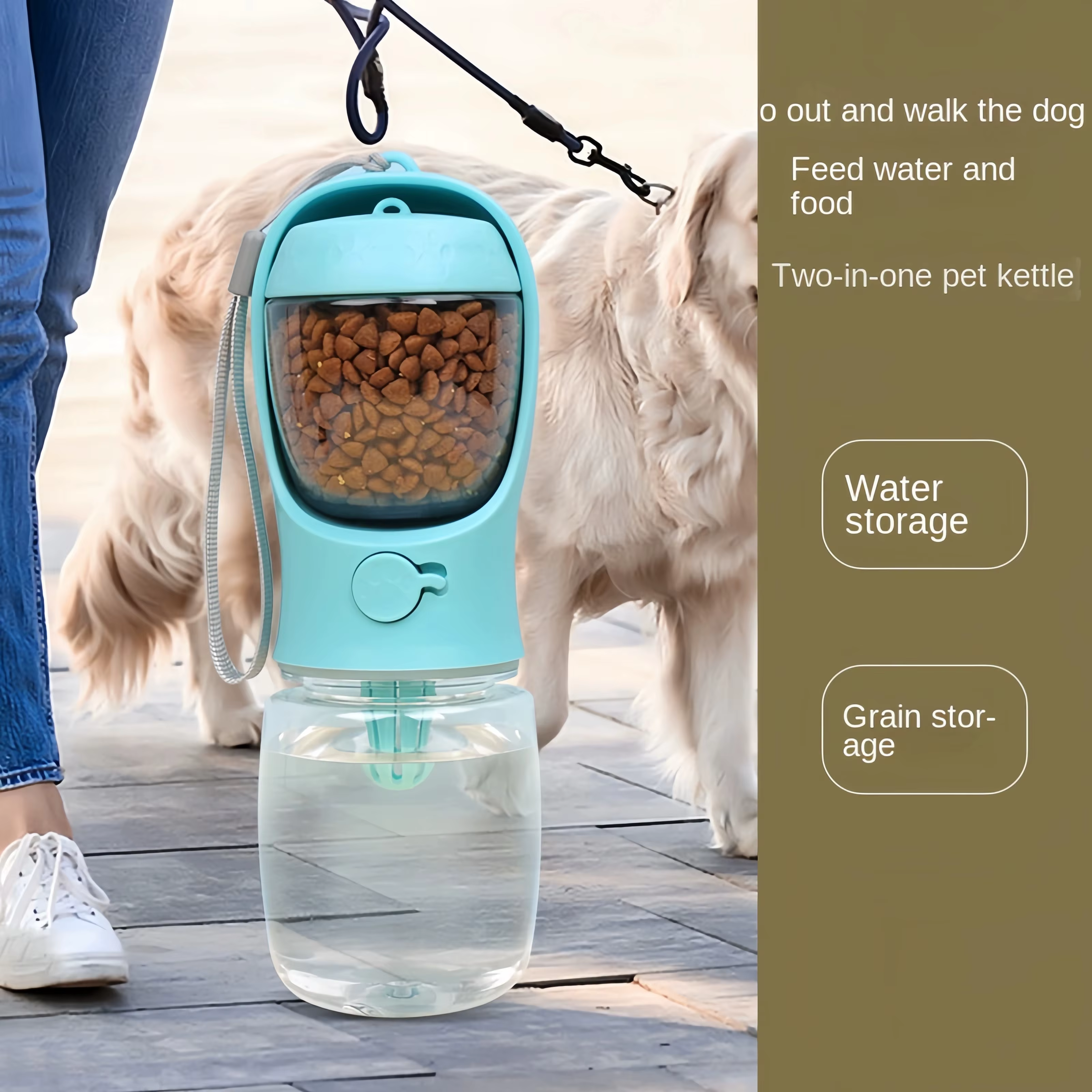 Gourde 2-en-1 Portative pour Chien — Eau & Croquettes